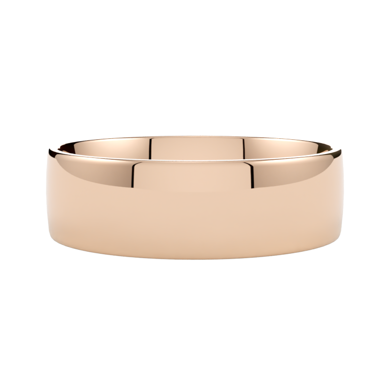 gruba półokrągła obrączka ślubna z różowego złota